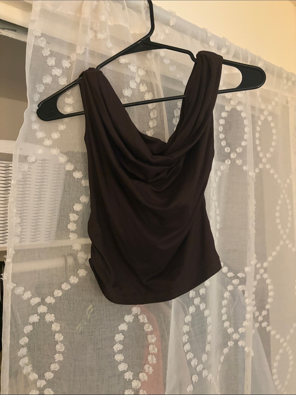 Women's Draped Cowl Neck Tank Top - Chocolate Brown